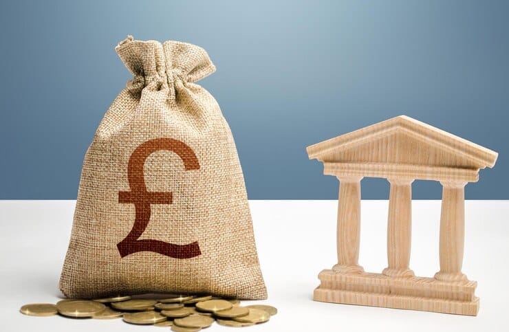 british pound sterling money bag